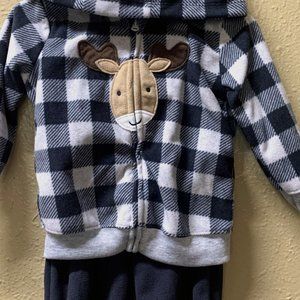 carters dark black and white plaid two-piece outfit